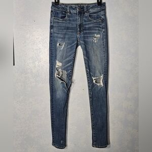 AMERICAN EAGLE Outfitters Super Stretch Hi-Rise Jeggings Demin Jeans 2